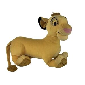 Disney Jumbo Simba Lion King Stuffed Plush‎ 18 Inches Yellow Hasbro Year 2002